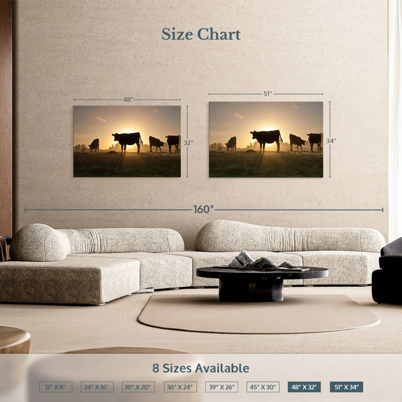 Silhouettes de vache, H 32 po x l 48 po