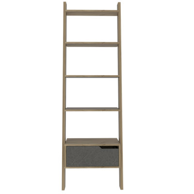 Duflos 5 Shelf Tall Ladder Bookcase with Drawer