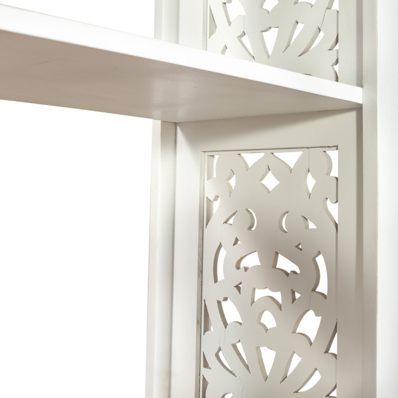 Chouteau 75"H Accent Bookcase w/ Scroll Work, White