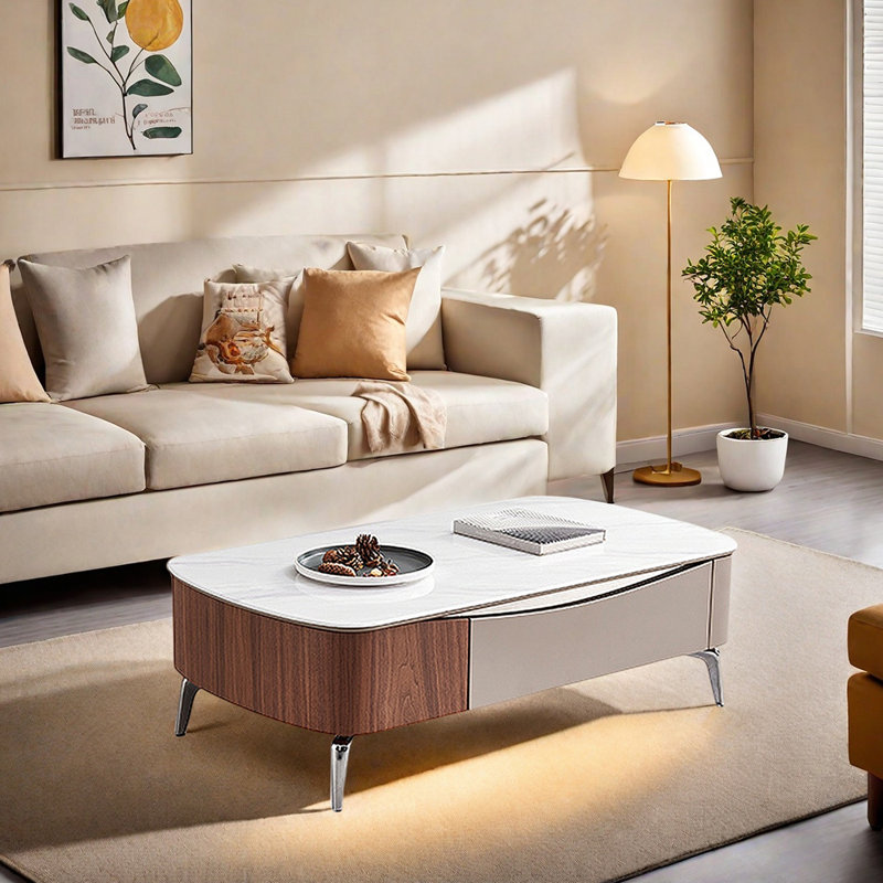 Table basse noyer en pierre micro-cristalline