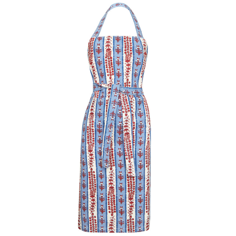 Charlemont Floral Cotton Bib Apron, Red/Blue