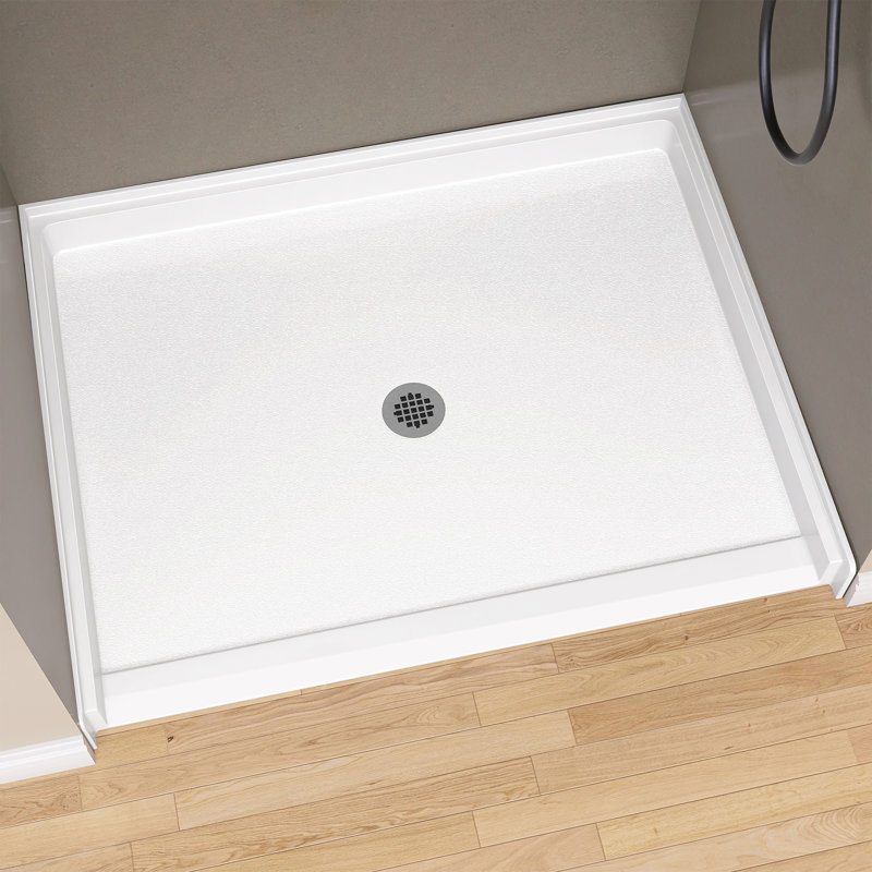 48'' W X 38'' D ADA Acrylic Alcove Shower Pan Single Threshold Handicapped Shower Base Rectangular White Shower Tray with Center Drain & Non-Slip Design