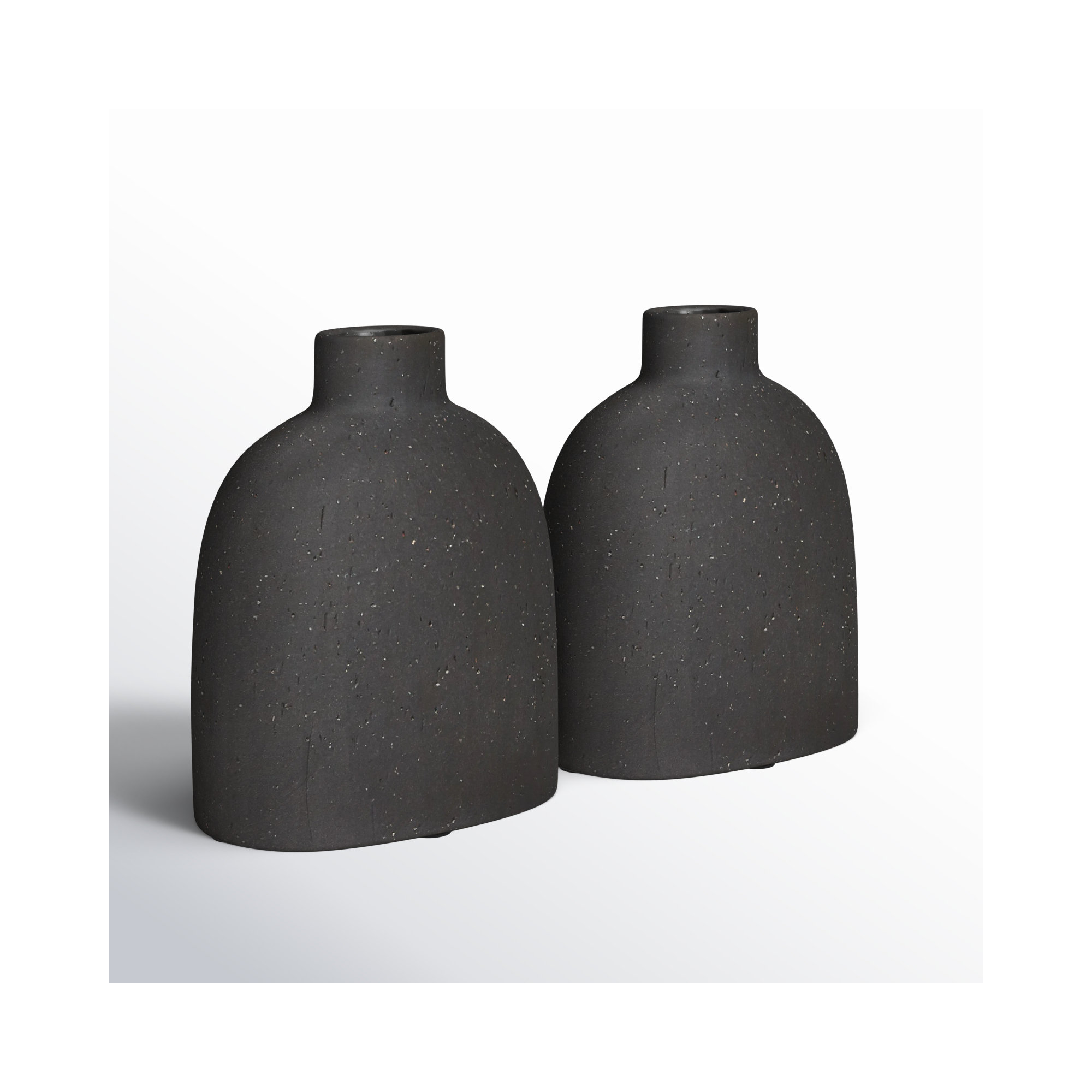 Abie Handmade Ceramic Table Vase, 4.25" H x 3.5" W x 2" D, Black