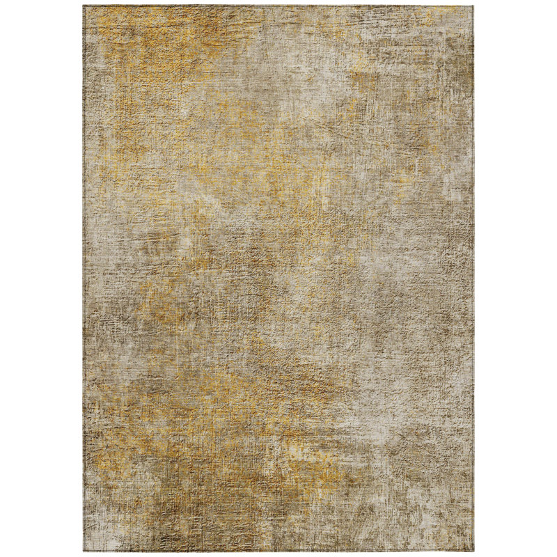 Tapis extérieur lavable abstrait taupe et ivoire beige 3 pi x 5 pi