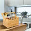 Mondul Bamboo Utensil Cutlery Holder Kitchen Storage 4 Compartments for Cutlery & Condiments