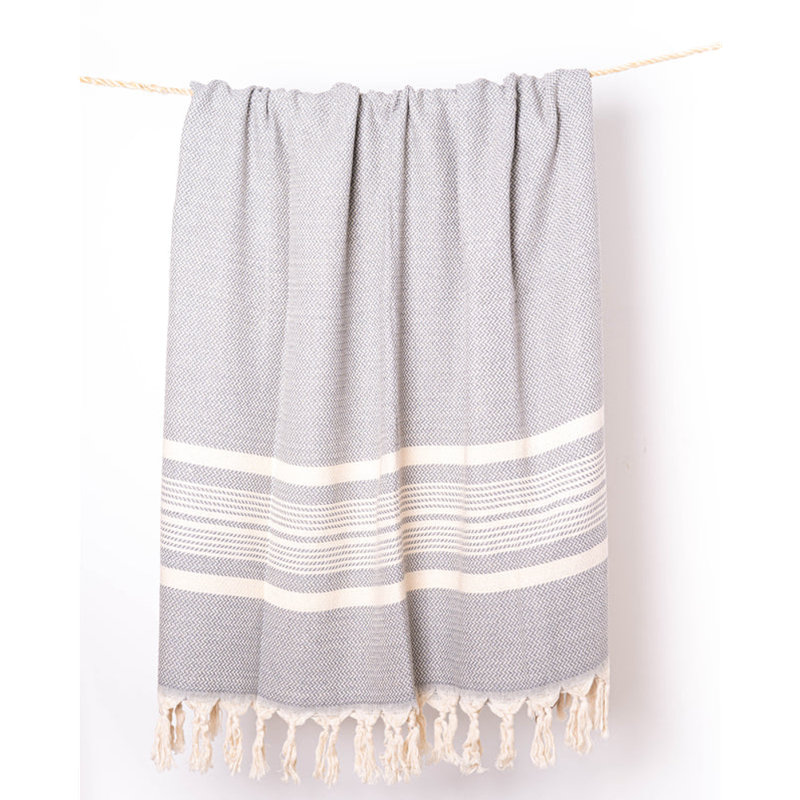 Serviette de bain et de plage Hisar | 100% coton turc biologique | Hammam | Peshtemal | Fouta, Gris