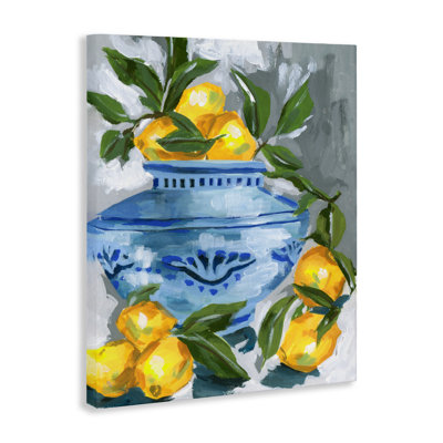 Indigo & Lemon Vase Canvas, design by Melissa Wang