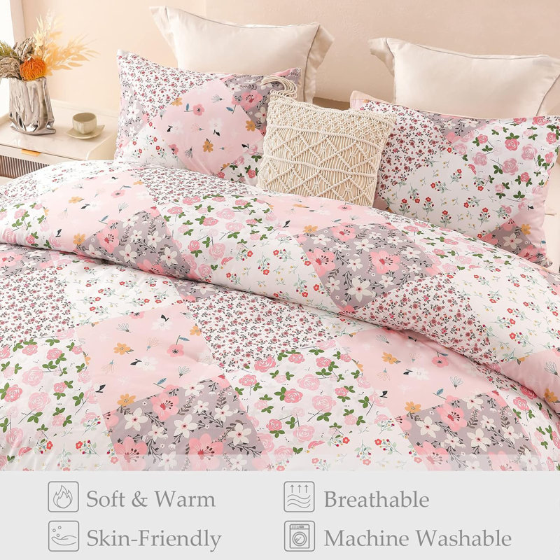 Soft Reversible Pink Comforter Set