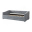 Lit de jour simple avec canapé-lit rembourré capitonné de taille simple, avec bouton sur le dos et clou en cuivre sur les bras ondulés - gris clair-434153387