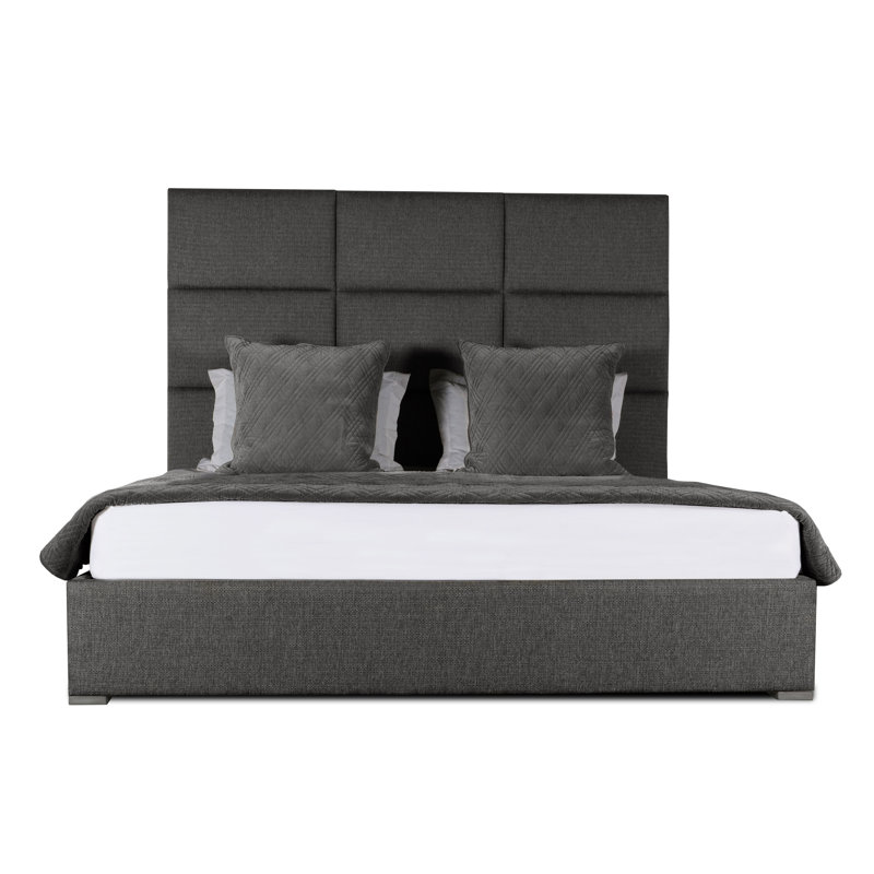 Lit tapissier capitonné standard Dezyah, Revolution® gris anthracite, Très grand californien