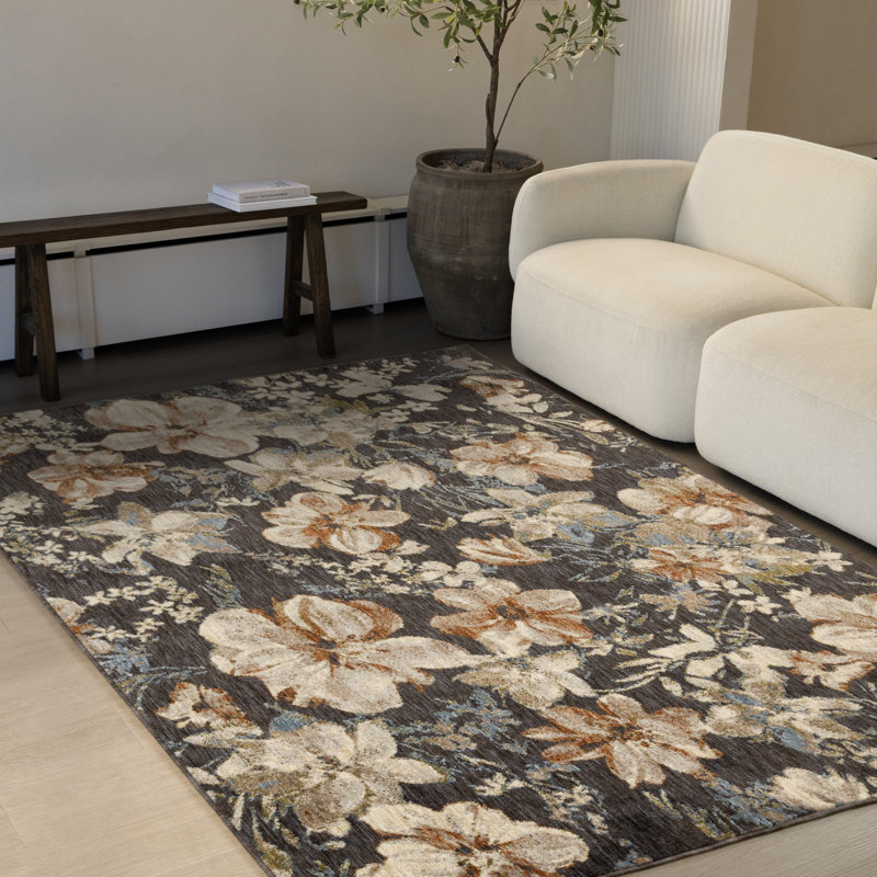 Tapis bleu tissé à la machine Patrick, 7 pi 10 po x 10 pi 6 po