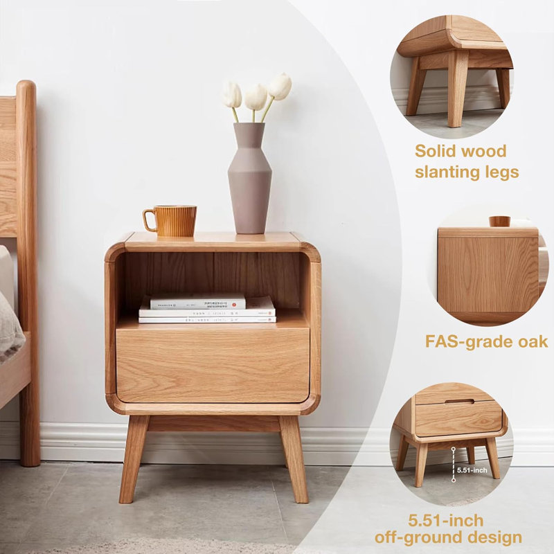 Solid Oak Bedside Table