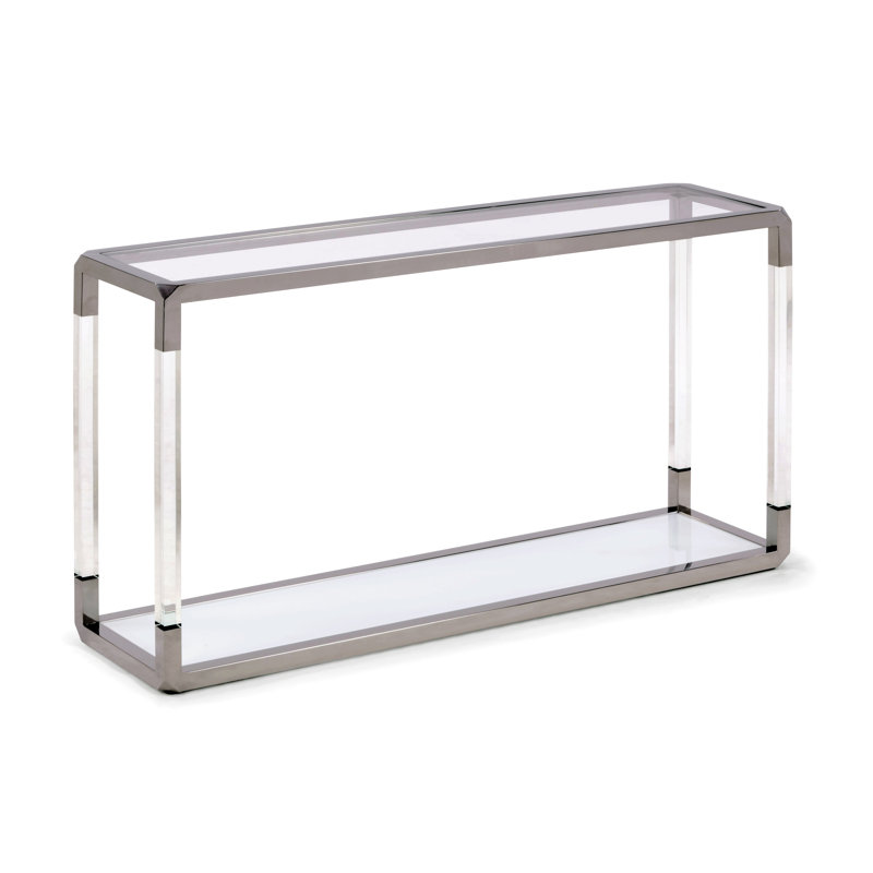 Abubakary 55 " W Glass Top Console Table