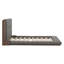 Floor Upholstered Platform Bed With Extended Wood Headboard & Bedside Shelf