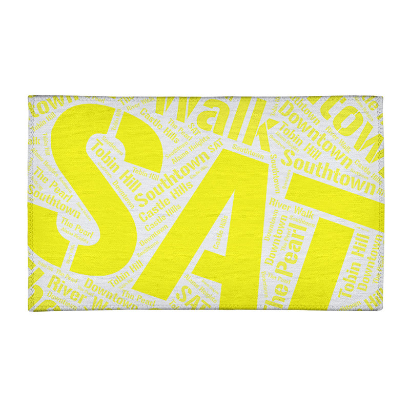 Tapis jaune barhood de à tissage plat rand cite city, Rectangle 3 pi x 5 pi