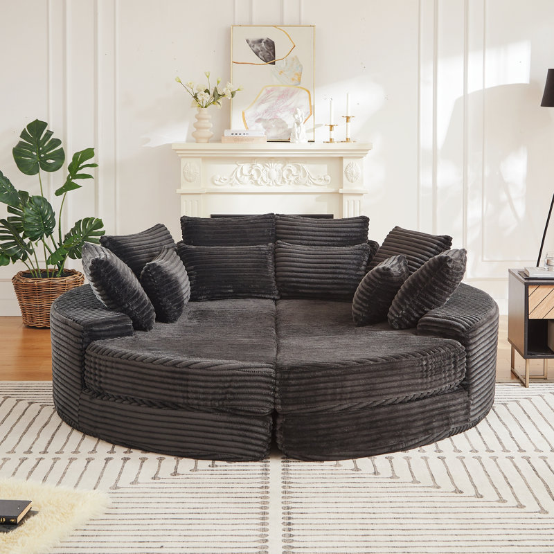 Canapé Boneless d'intérieur avec cinq coussins décoratifs, Noir