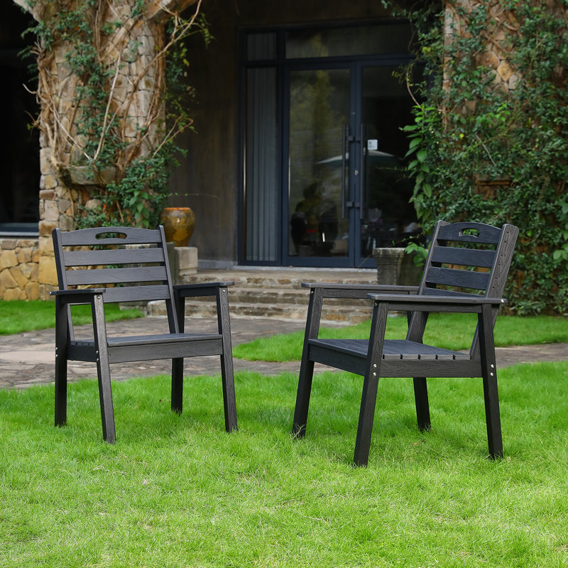 Low Maintenance Outdoor Terrace Dining Chair Set with Ergonomic Backrest for Gardens and Balconies, Black