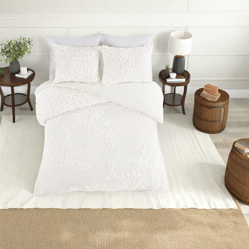 Ensemble de literie Farmhouse King, chenille 100% coton, design pour la chambre à coucher