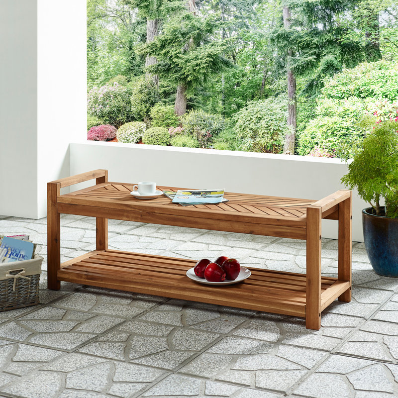 Abhithi Solid Wood Acacia Outdoor Bench, Brown