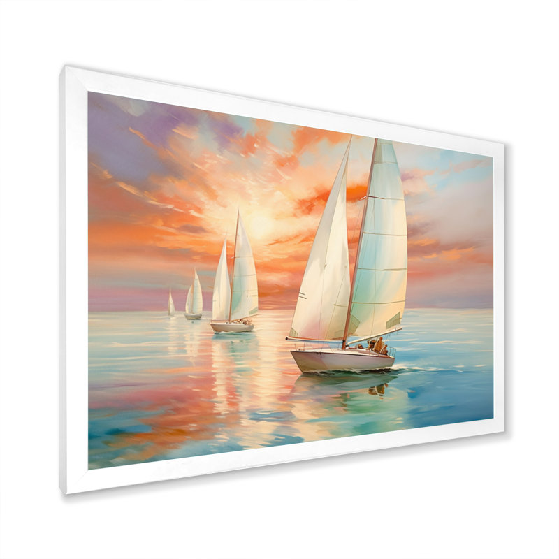 Minimalisme voilier rythmes IV, H 16 po x l 32 po x P 1 po, Cadre simple blanc