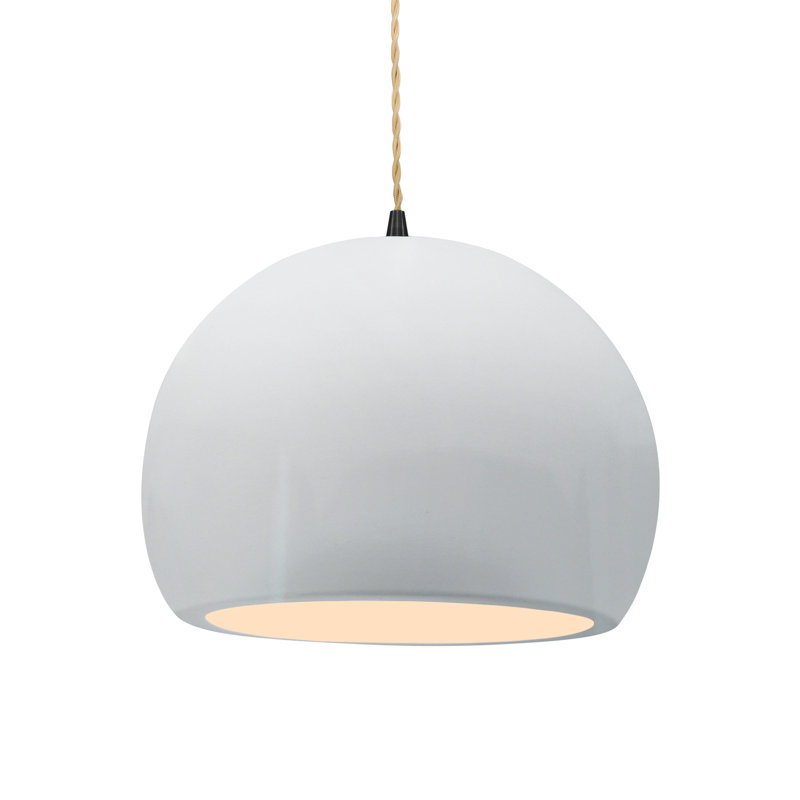 Luminaire suspendu à 1 lumière Aschwin, H 9,25 po x l 12,25 po x P 12,25 po, Blanc lustré, Matte Black