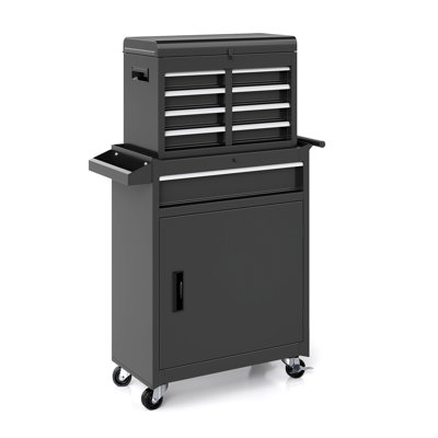 5-Drawer High Capacity Rolling Tool Storage Chest, 2-in-1 Detachable Metal Tool Cabinet with Lockable Wheels
