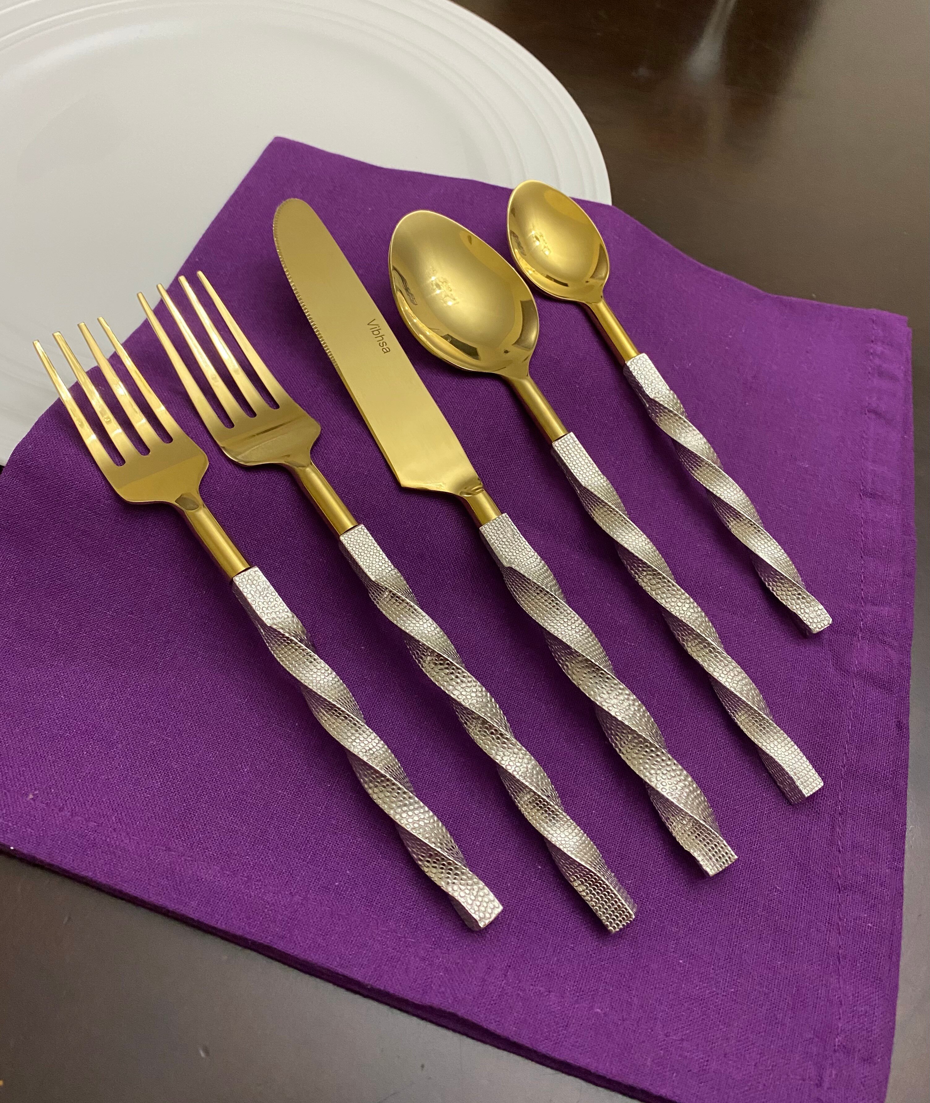 72-Piece Gold Dinnerware Stainless Steel Full Tableware Set Knife Fork  Spoon Table Cutlery Kitchen Flatware Set Wooden Gift Box
