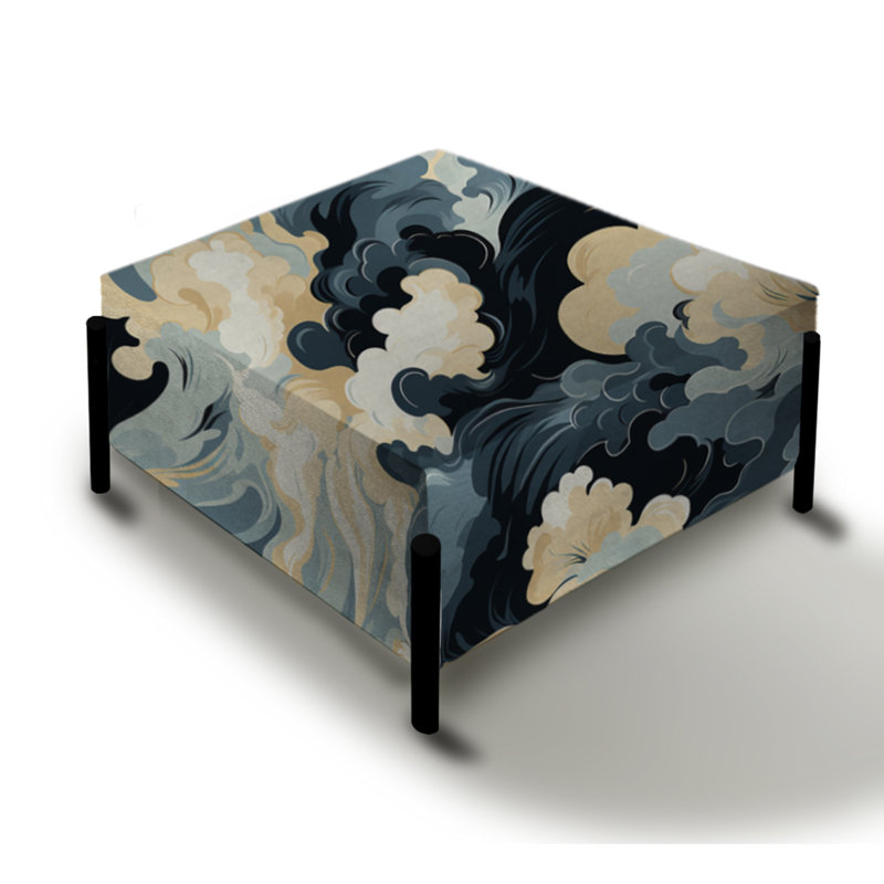 Victorian Stealth Waves - Grand repose-pieds carré abstrait