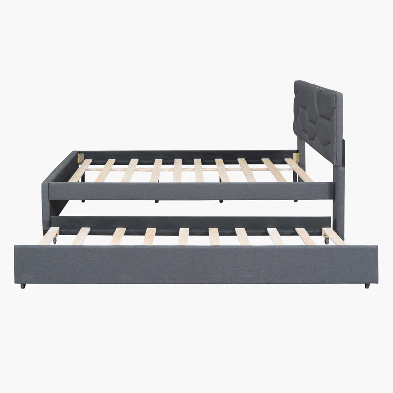 Lit tapissier Jaesa, Double, gris
