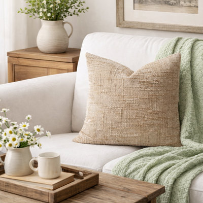 Coussin en chenille tissée double face texturée avec insert Mocha 18 po x 18 po, paquet de 1