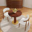 Table de salle à manger ronde rétro de 80 cm de diamètre avec un luxueux piètement en laiton et un dessus en bois massif, idéale pour les petits espaces et polyvalente (table seule)