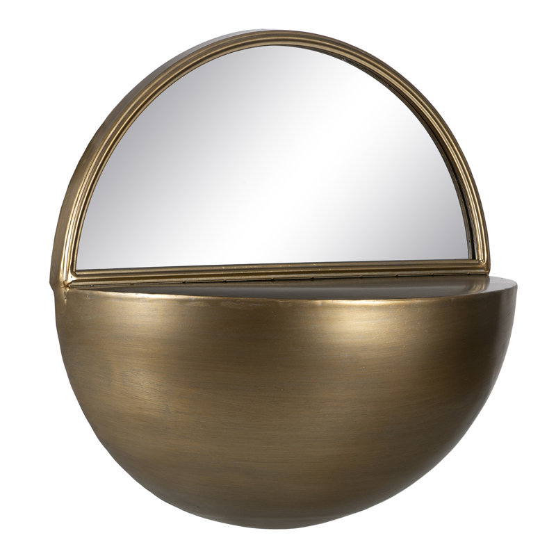 Metal Round Mirror with Shelves