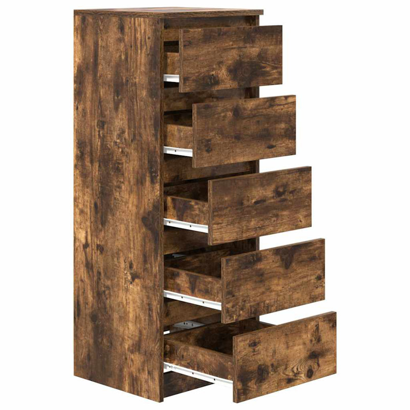 Sideboard With Drawers 37.5X35x99 Cm Engineered Wood, Smoked Oak