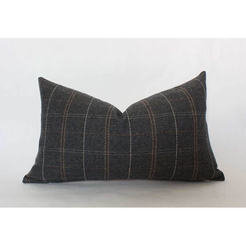 Dark Gray Plaid Pillow Cover