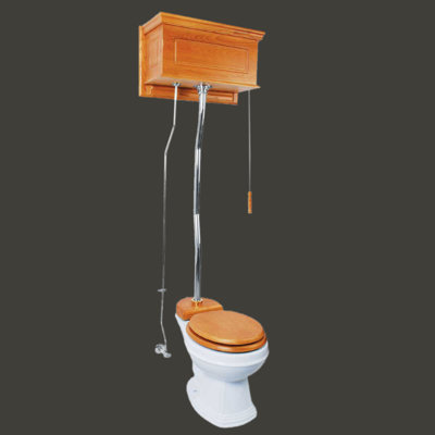 The Renovators Supply High Tank Pull Chain Toilet with Light Oak Wooden Finish (Seat not Included) -  The Renovators Supply Inc., 20160