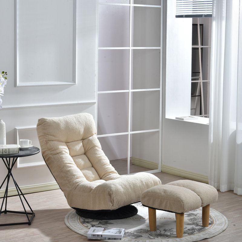 Canapé simple inclinable Fauteuil japonais Tatami, H 35,8 po x l 22,8 po x P 65 po, Coton blanc