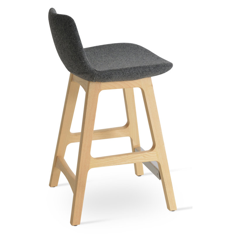 Tabouret de comptoir bar & Pera, Bois de frêne naturel, Gris foncé, Tabouret de comptoir (assise de 24 po de hauteur)