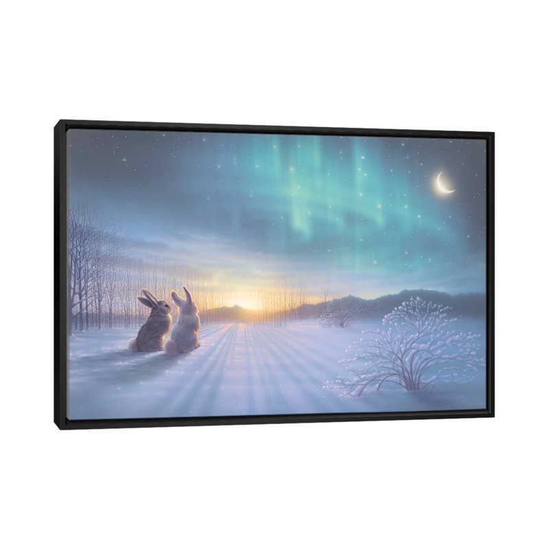 « jolie, belle night », impression sur toile, H 18 po x l 26 po x P 1,5 po, Toile avec cadre noir, Pas de tapis