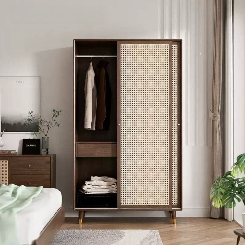 Garde-robe moderne et simple en rotin de luxe, Noyer