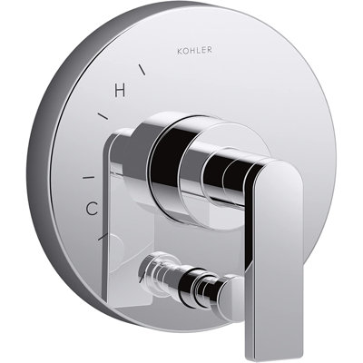 Artifacts Rite-Temp Pressure-Balancing Valve Trim with Push-Button Diverter and Lever Handle
