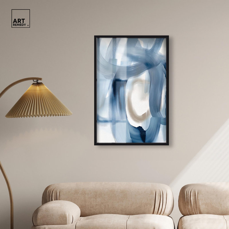 Art mural bleu moderne Fading Blue Mist II, H 37 po x l 25 po, Noir