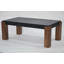 Table basse 45 po Viorela avec plateau en placage de granit noir et pieds en bois brun-557993525-557993524
