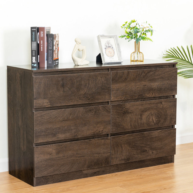 Armoire à tiroirs gris pour chambre à coucher, 3 + 3 tiroirs, comptoir de buffet de quincaillerie inclus, gris, 5 tiroirs ou plus de style classique