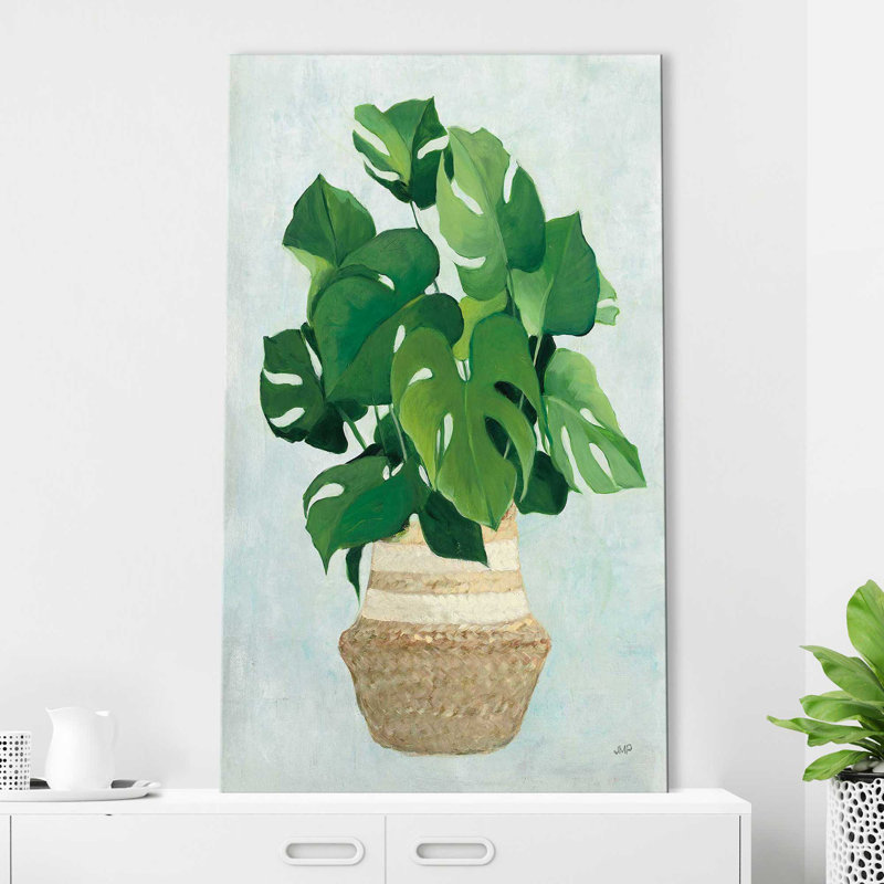 Palmier tissé I - Peinture, Toile tendue, H 60 po x l 36 po x P 1,5 po