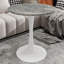 Table d'appoint ronde en marbre avec base piédestal conique, idéale pour le salon, design minimaliste moderne-119364713-119364721