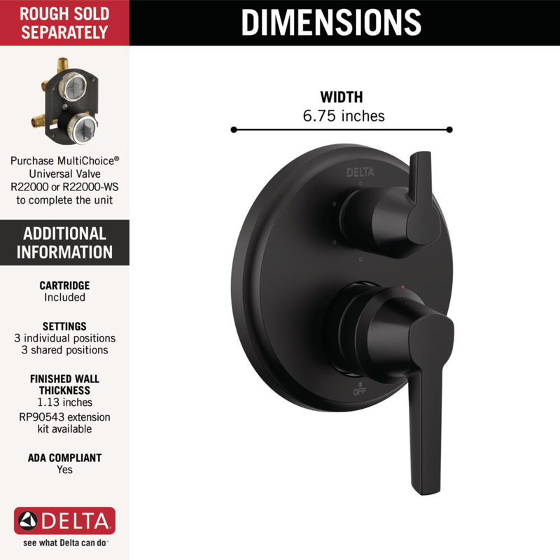 Galeon 14S Integrated Diverter Trim, Matte Black