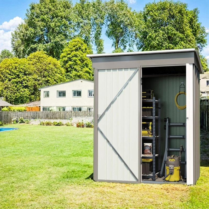 Lock & Sloped Roof 5 ft. W x 3 ft. D Allow Steel Storage Shed, Gray
