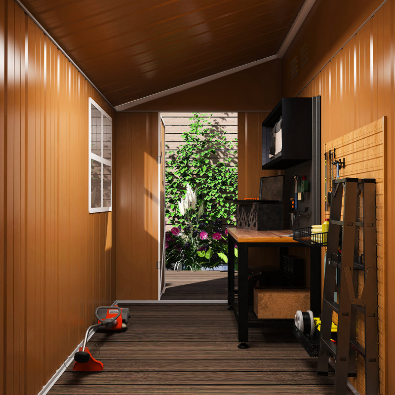 8x4 Ft Metal Shed With Double Doors, Windows, And Ventilation For Outdoor Space Arrangement. - Grade Galvanized Steel Long Term Use Management. Construction