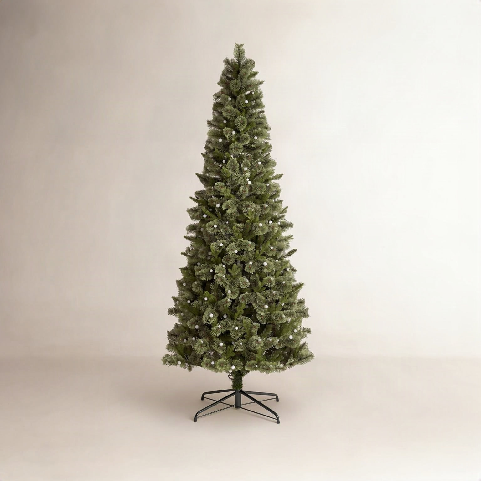 Aldred Pre-Lit Green Cashmere Slim Pine Artificial Christmas Tree with LED Lights, 9ft