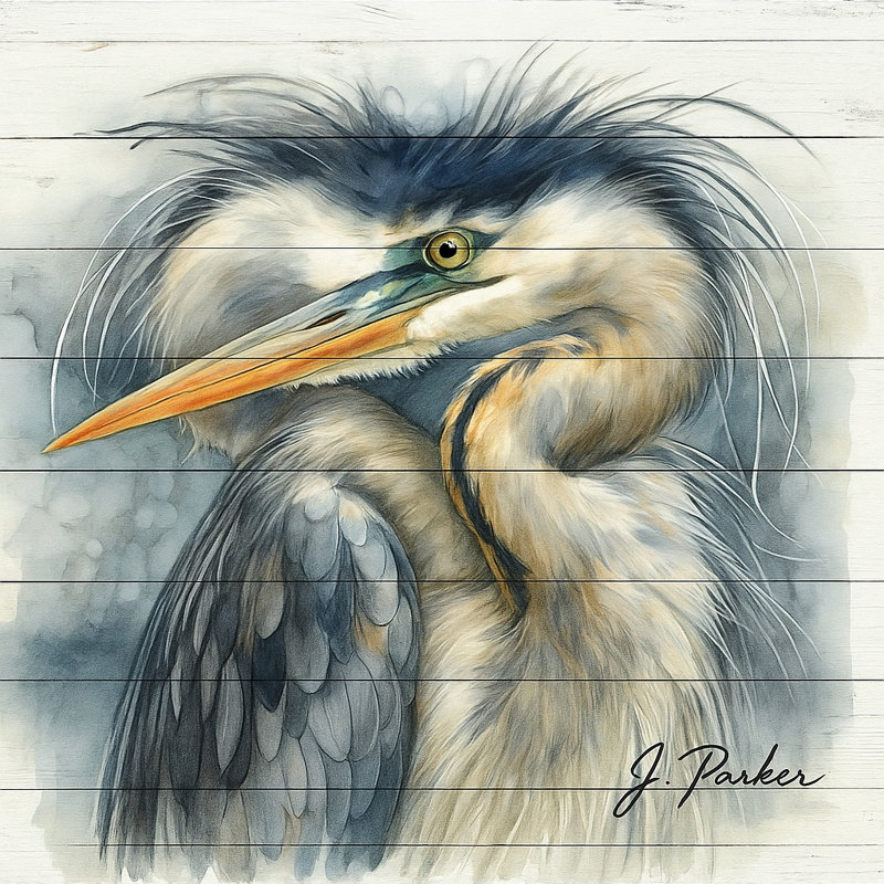 «Majestic Blue Heron», art mural sur toile